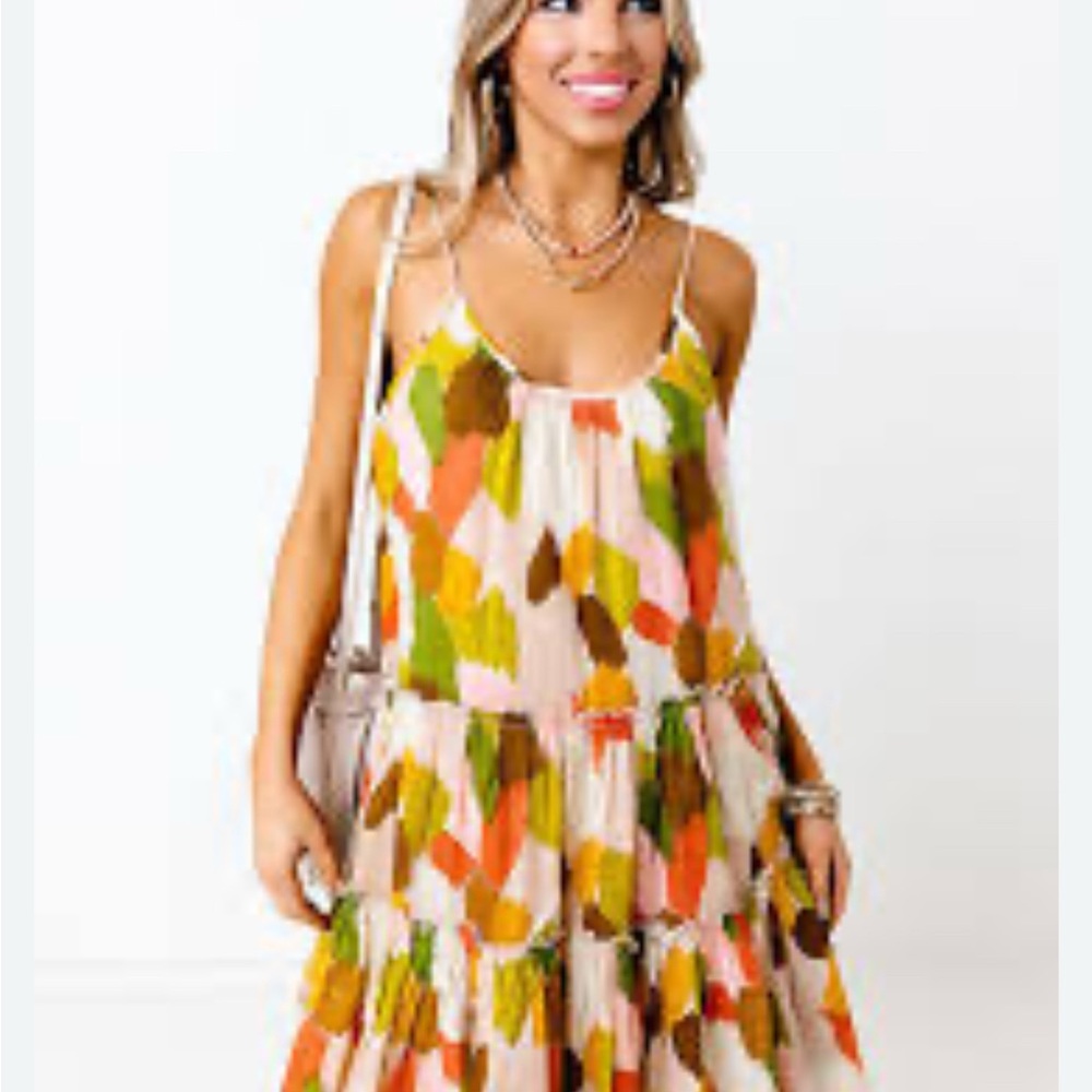 THML Multicolor Tiered Midi Dress